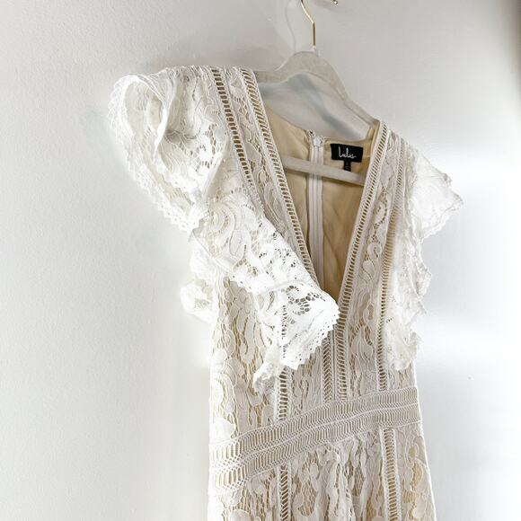 Lulus All The Attraction Lace Short Sleeve Romper White Large - Picture 10 of 15